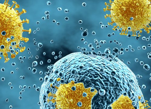 Viral Titer - image of virus and leaving cells