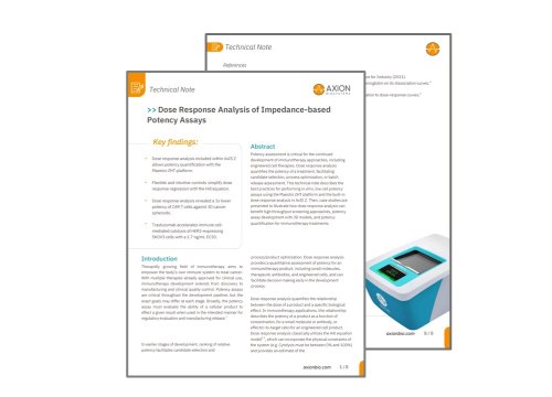Dose Response Analysis of Impedance-based Potency Assays